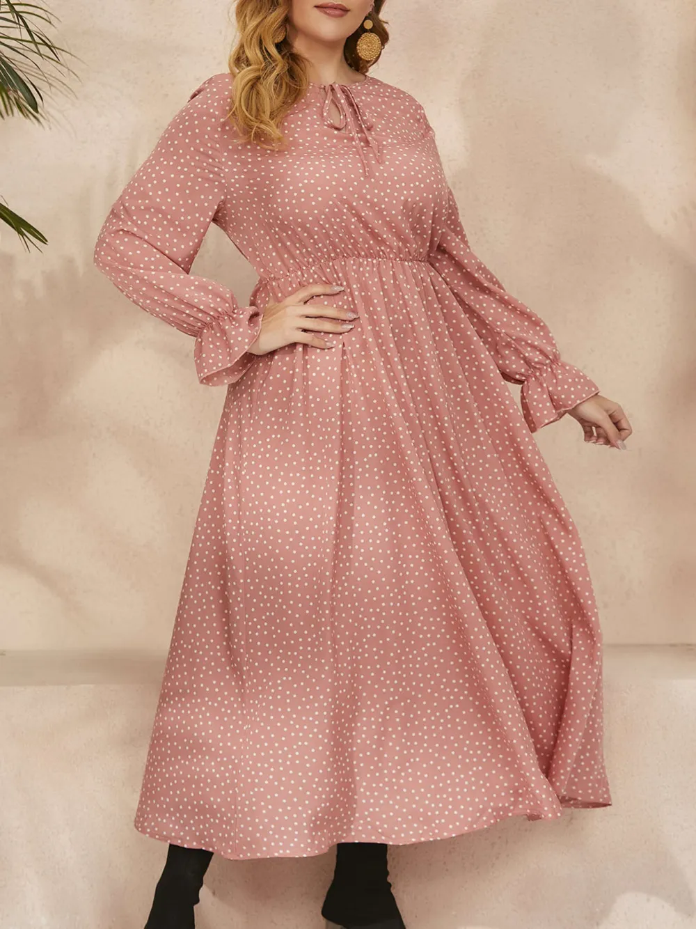 Polka Dot Loose Long Sleeve Dress