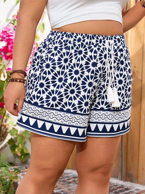 Printed Shorts For Holiday Casual Wear