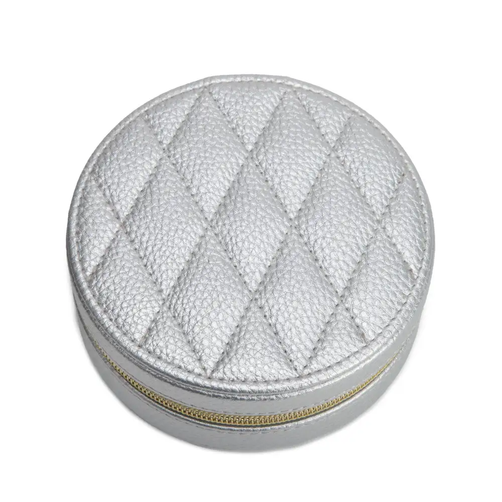 Quilted Round Travel Jewelry Case