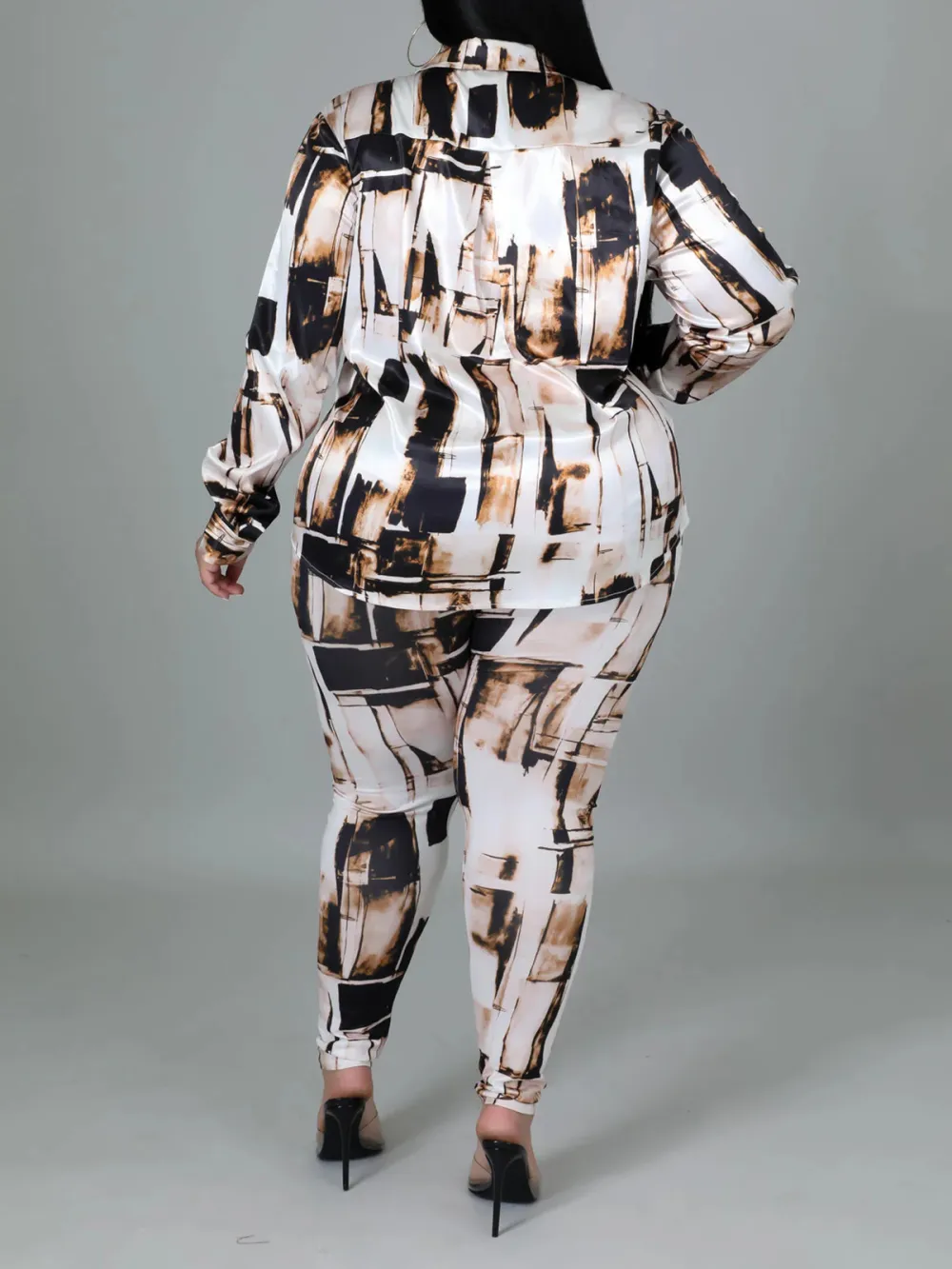 Women'S Fashion Printed Long Sleeve Trouser Suit