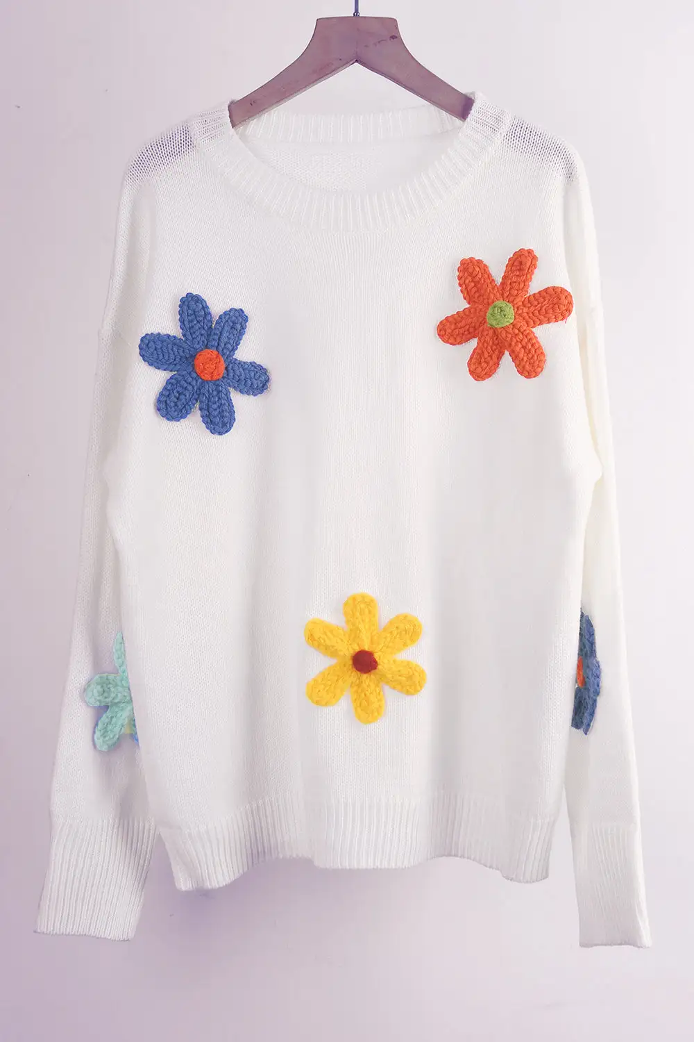 Loose Flower Round Neck Sweater