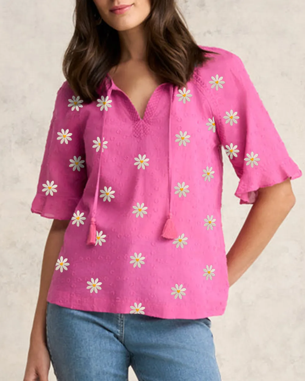 Rose Fuschia Embroidered Blouse