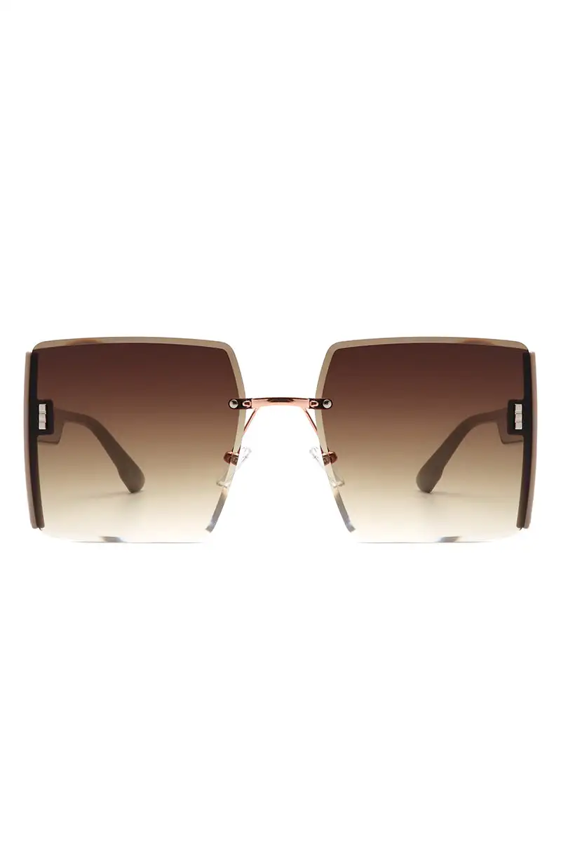 Plush Square Rimless Frame Sunglasses