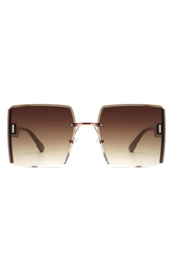 Plush Square Rimless Frame Sunglasses