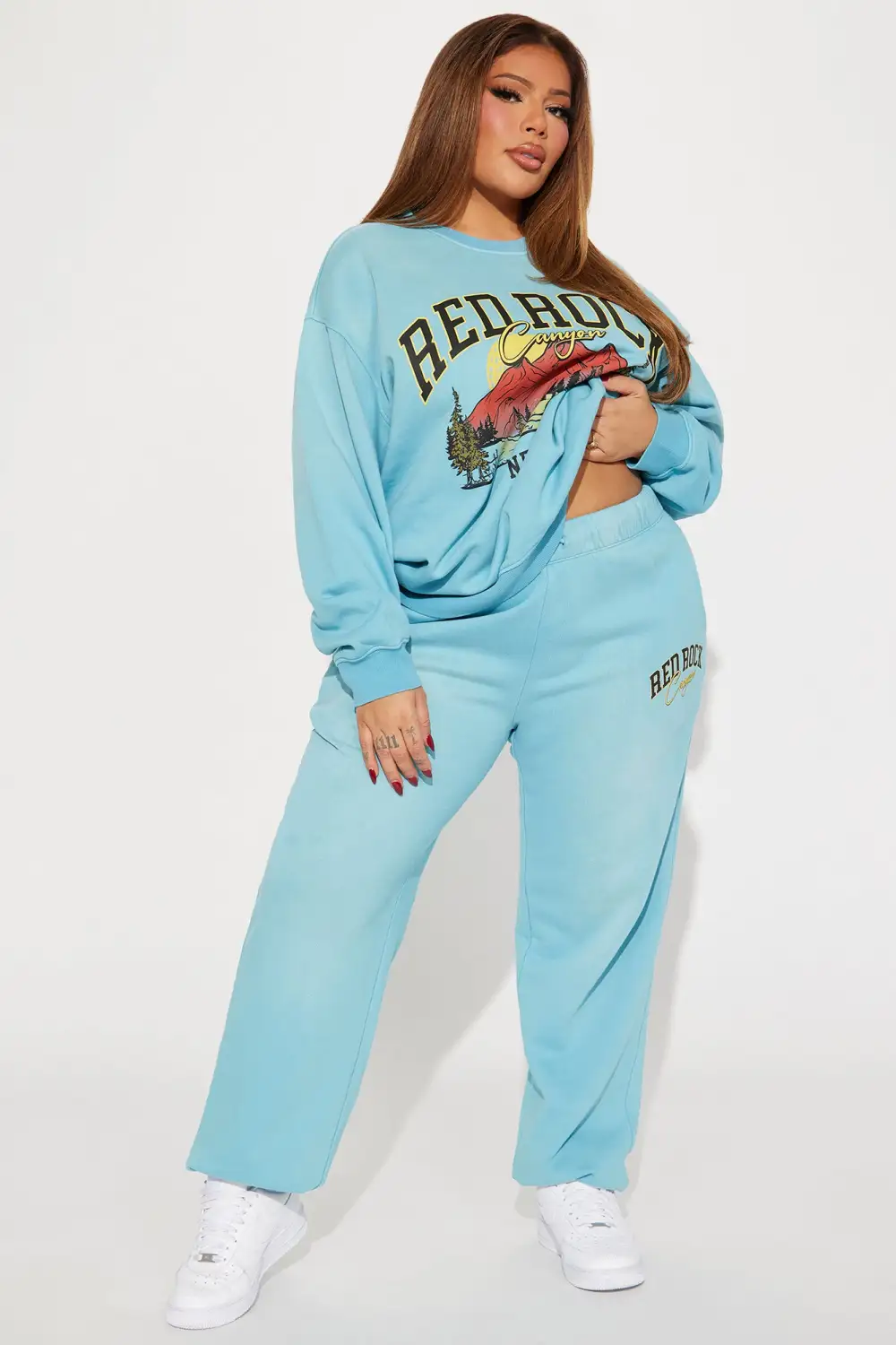 Red Rock Washed Jogger Set - SkyBlue