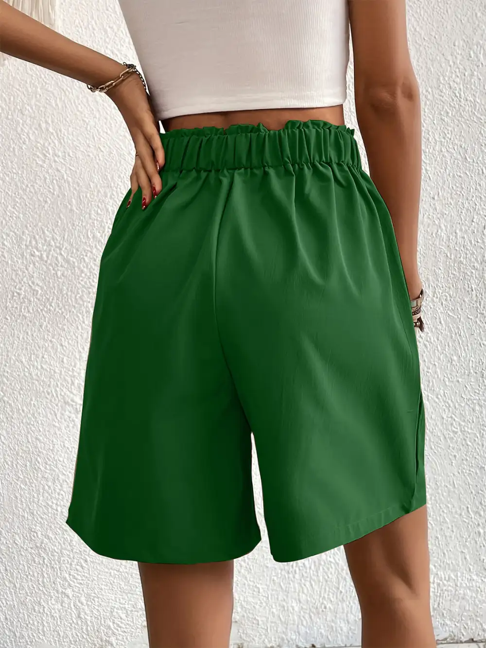Utility Elastic Waist Pocket Detail Shorts
