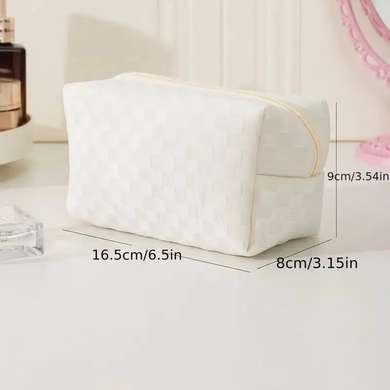 Small Plaid Fabric Makeup Bag