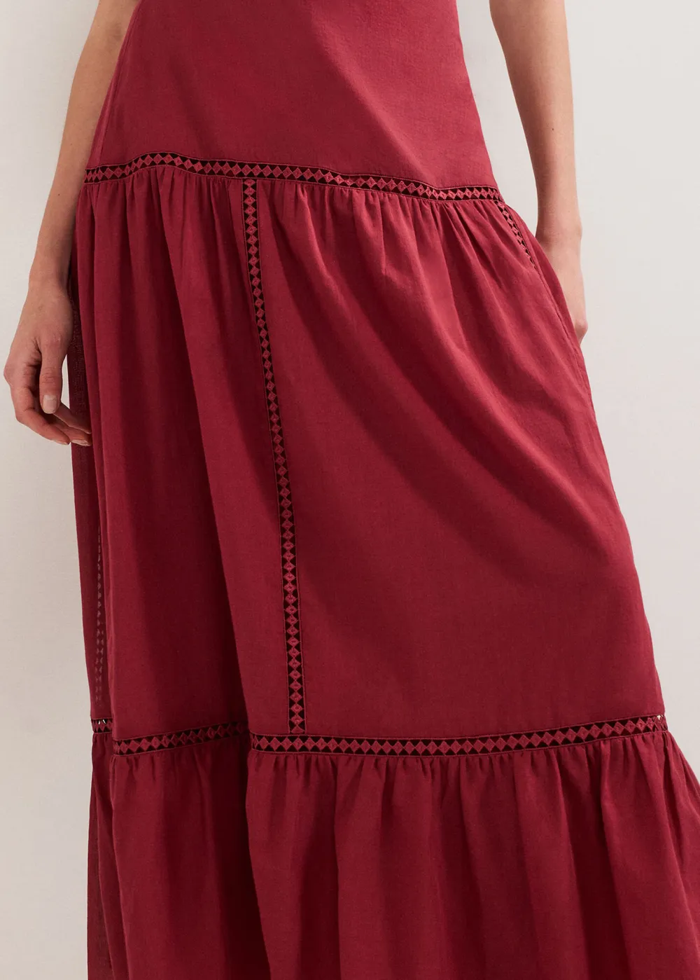 Red Casual Double-Layered Half Skirt