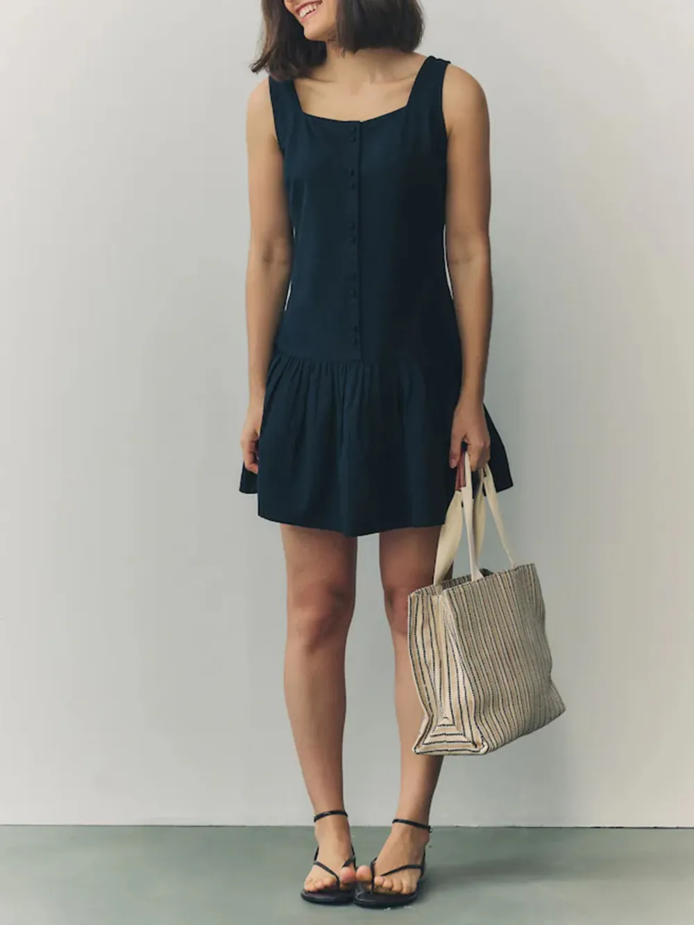 Basic Minimalist Bohemian Style Solid Color Dress