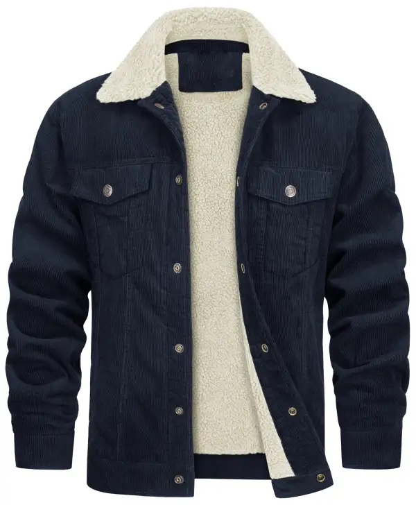 Corduroy Lapel Collar Long Sleeve Jacket