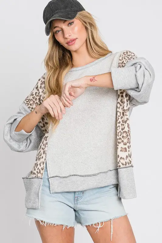 Tawny Kay Leopard Top Grey | URBAN ECHO SHOP