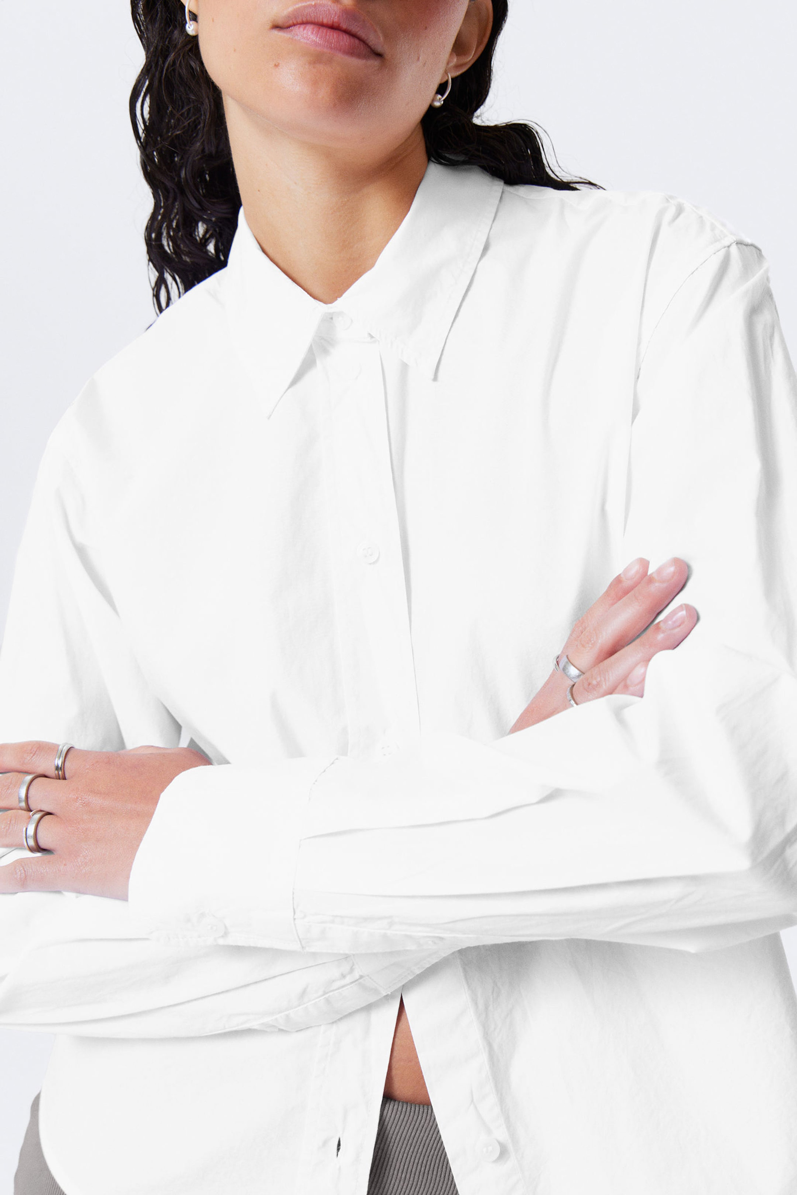 Button Up Cropped Shirt