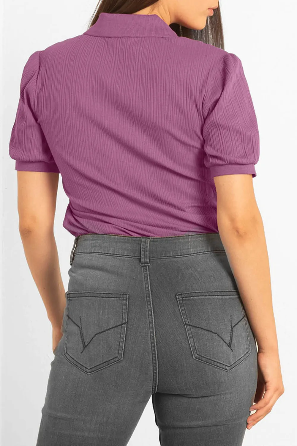 Women's Ribbed Cotton Slim Fit Polo Shirt