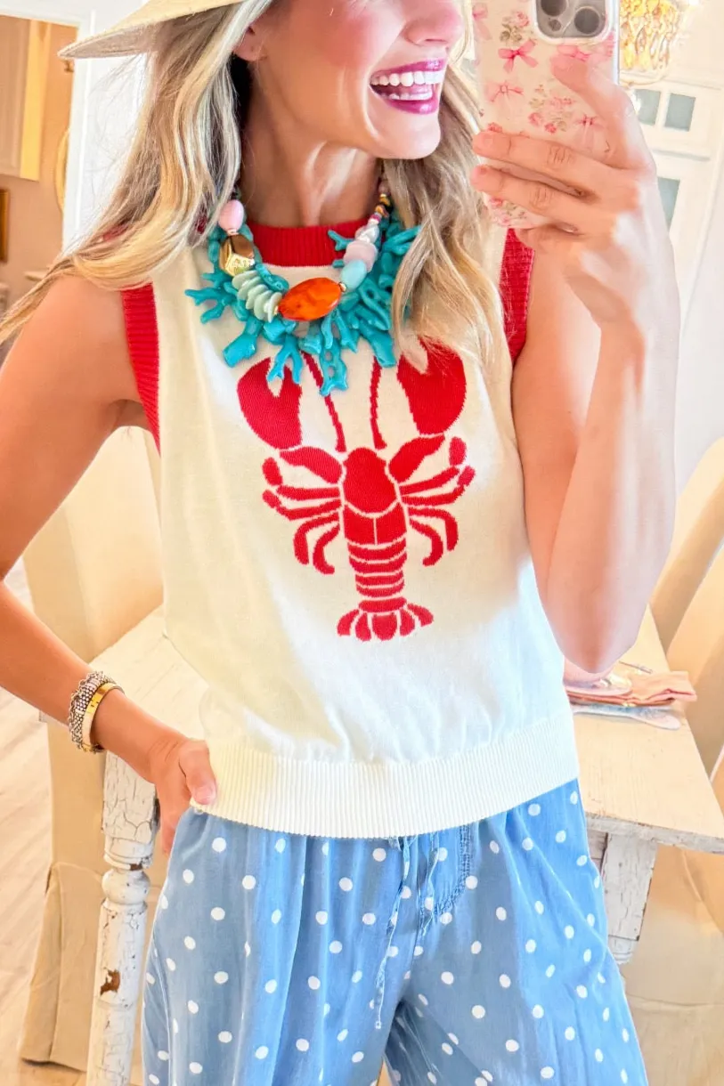 Lobster Motif Sweater Vest