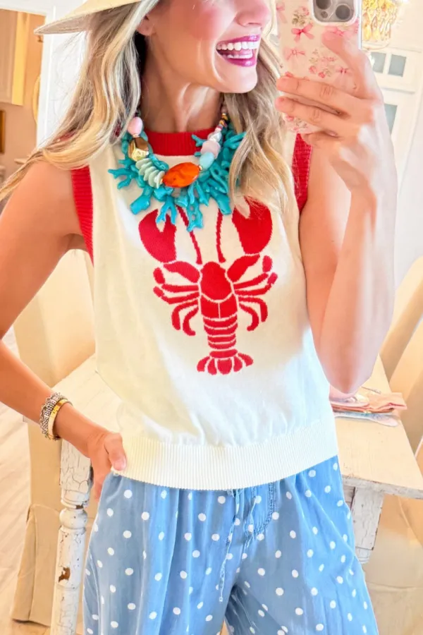 Lobster Motif Sweater Vest