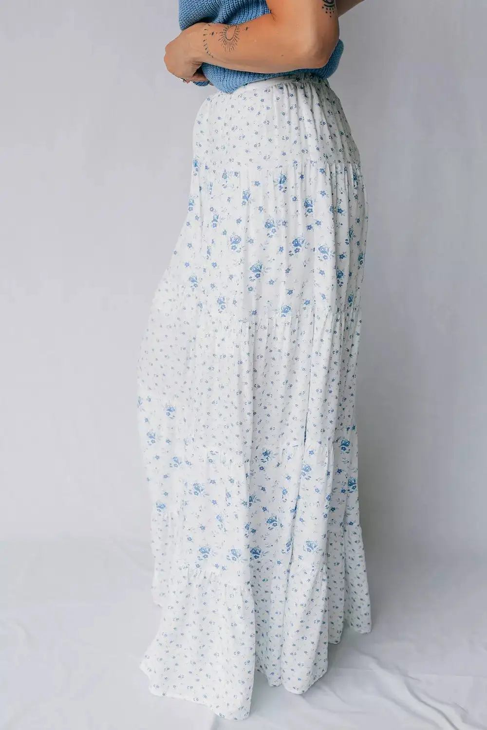 Floral High Waist Maxi Skirt