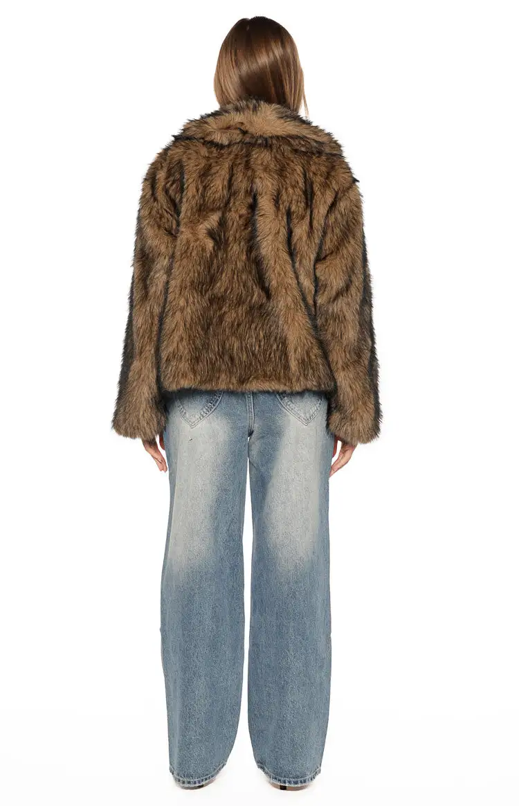Modern Faux Fur Faux Fur Jacket