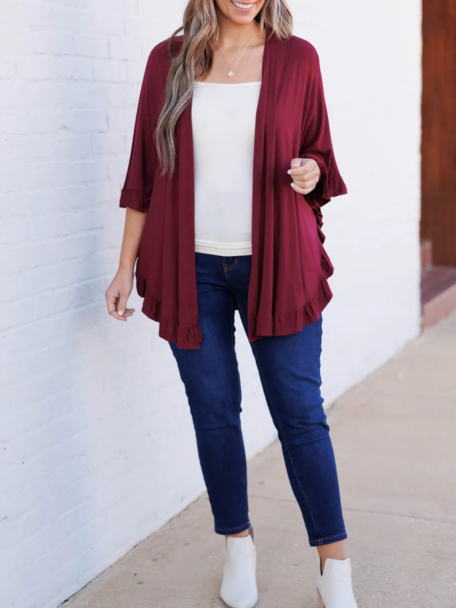 Wooden Ear Edge Circular Hem Cardigan