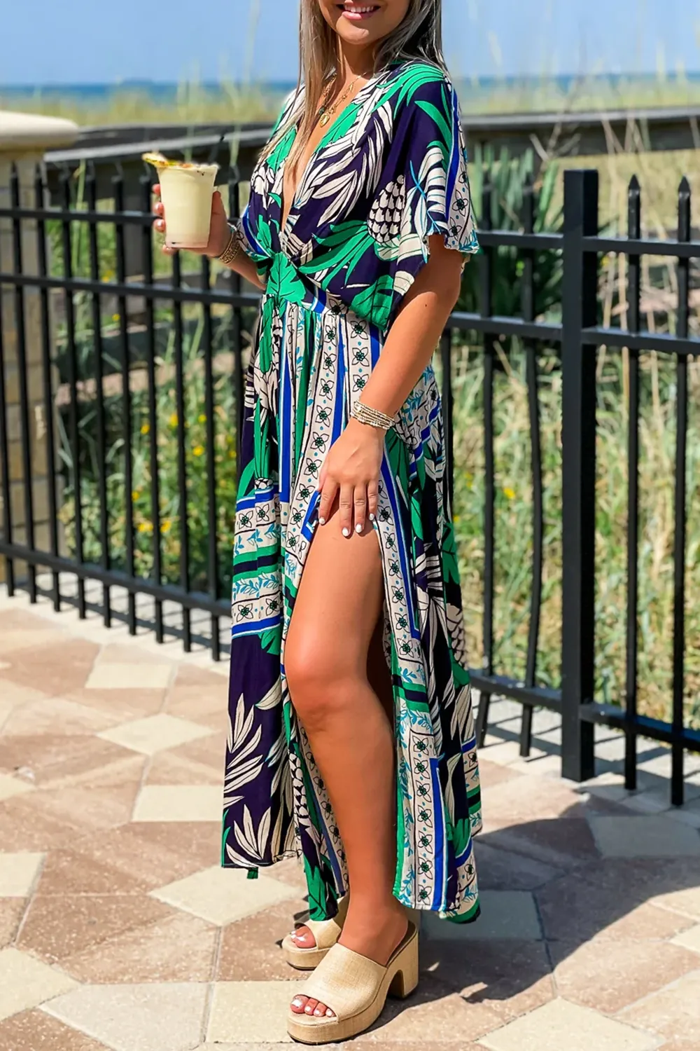 V-Neck Dark-Toned Holiday Dress