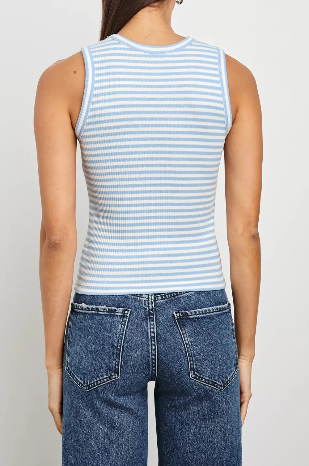 Striped Round-Neck Sleeveless Pullover