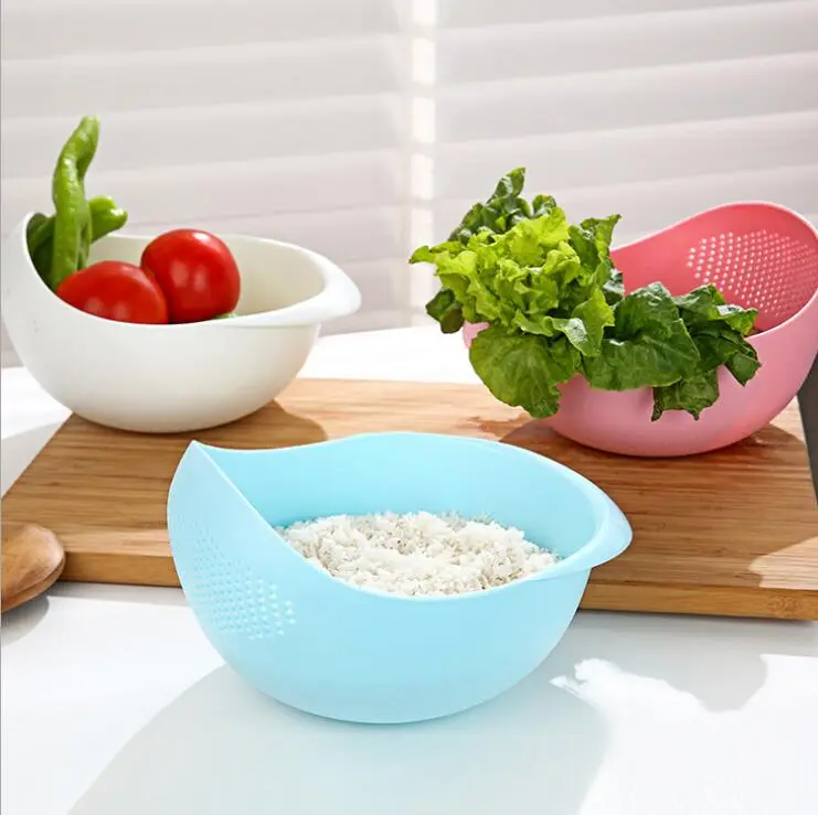 (Store Closing Sale) Food Grade Plastic Rice Beans Peas Washing Filter Strainer Basket Sieve Drainer Cleaning Gadget Kitchen Accessories