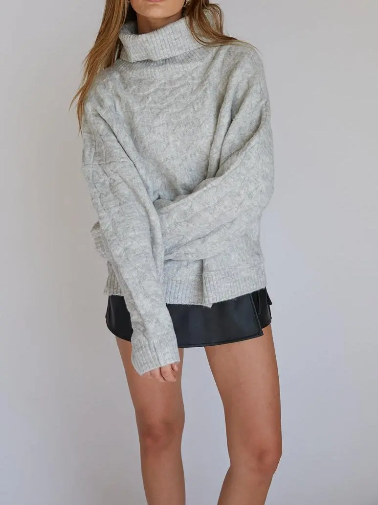 Cable Knit Turtleneck Chunky Sweater