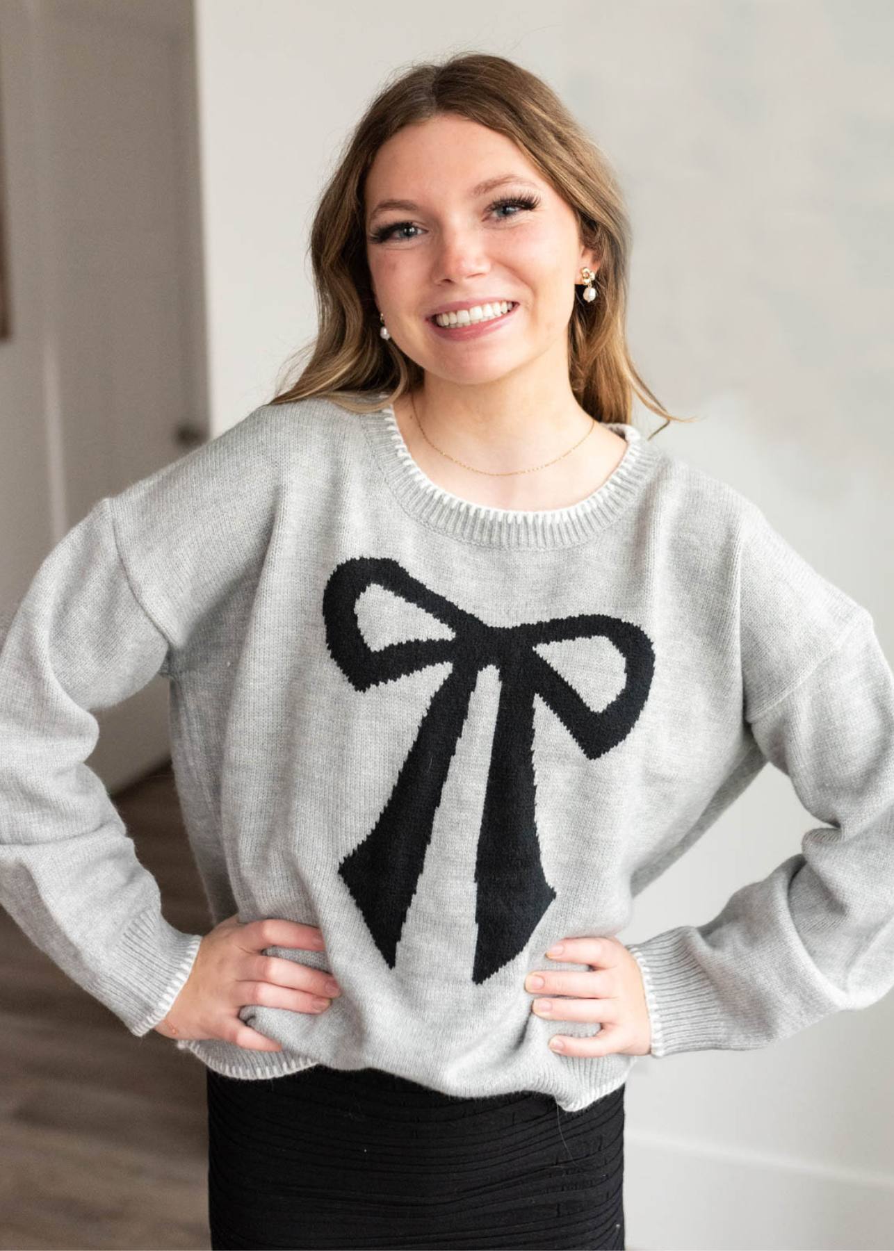 Mckinley Heather Grey Bow Sweater