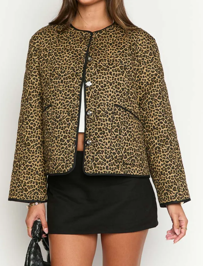 Quilted Leopard Print Jacket