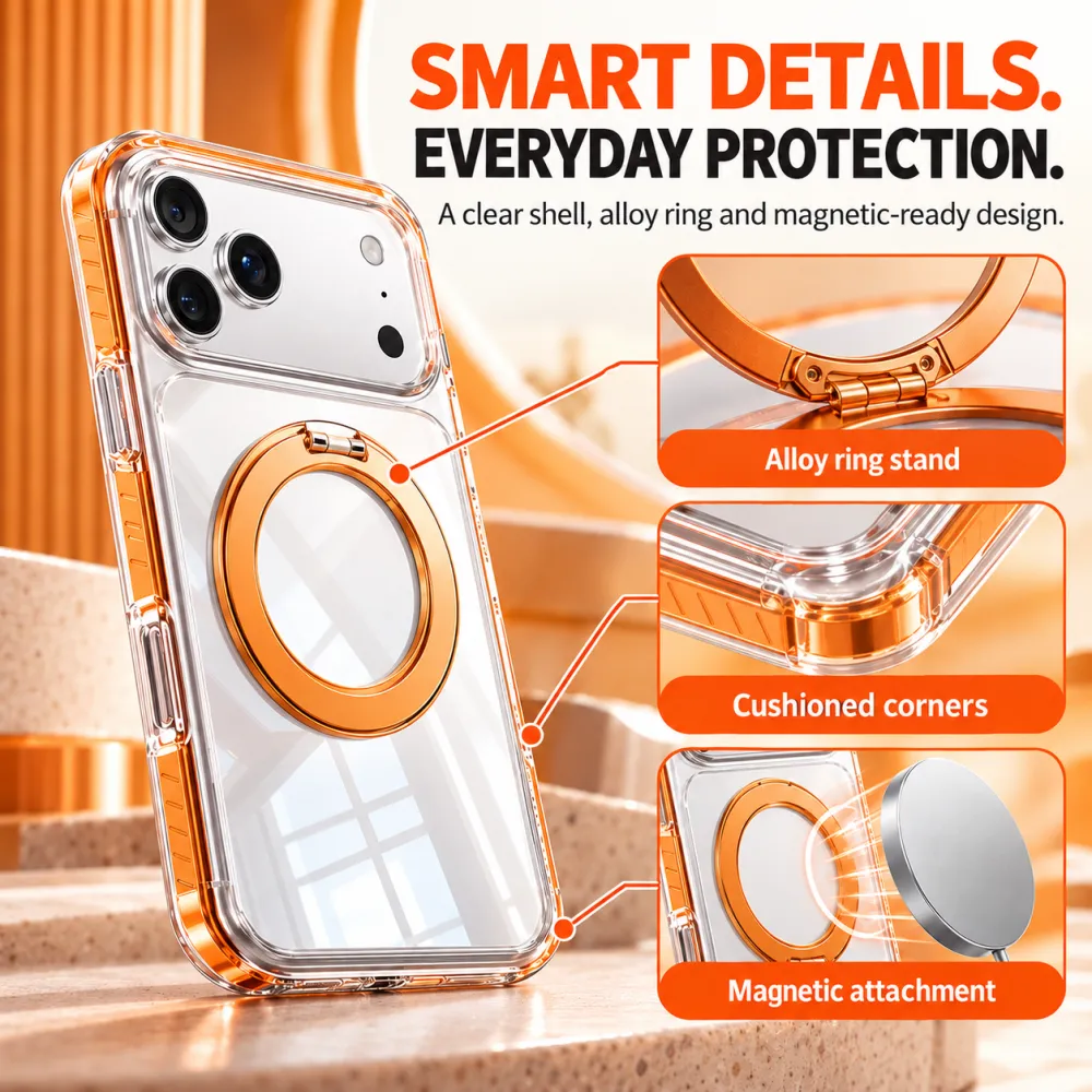 Crystal Shield Color Stripe Stand Phone Case