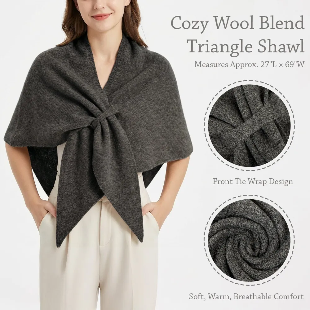 2026 Spring/Fall Faux Cashmere Lazy Style Multi-Color Loose Shawl for Women Warm Triangle Scarf Cape Layering Outerwear