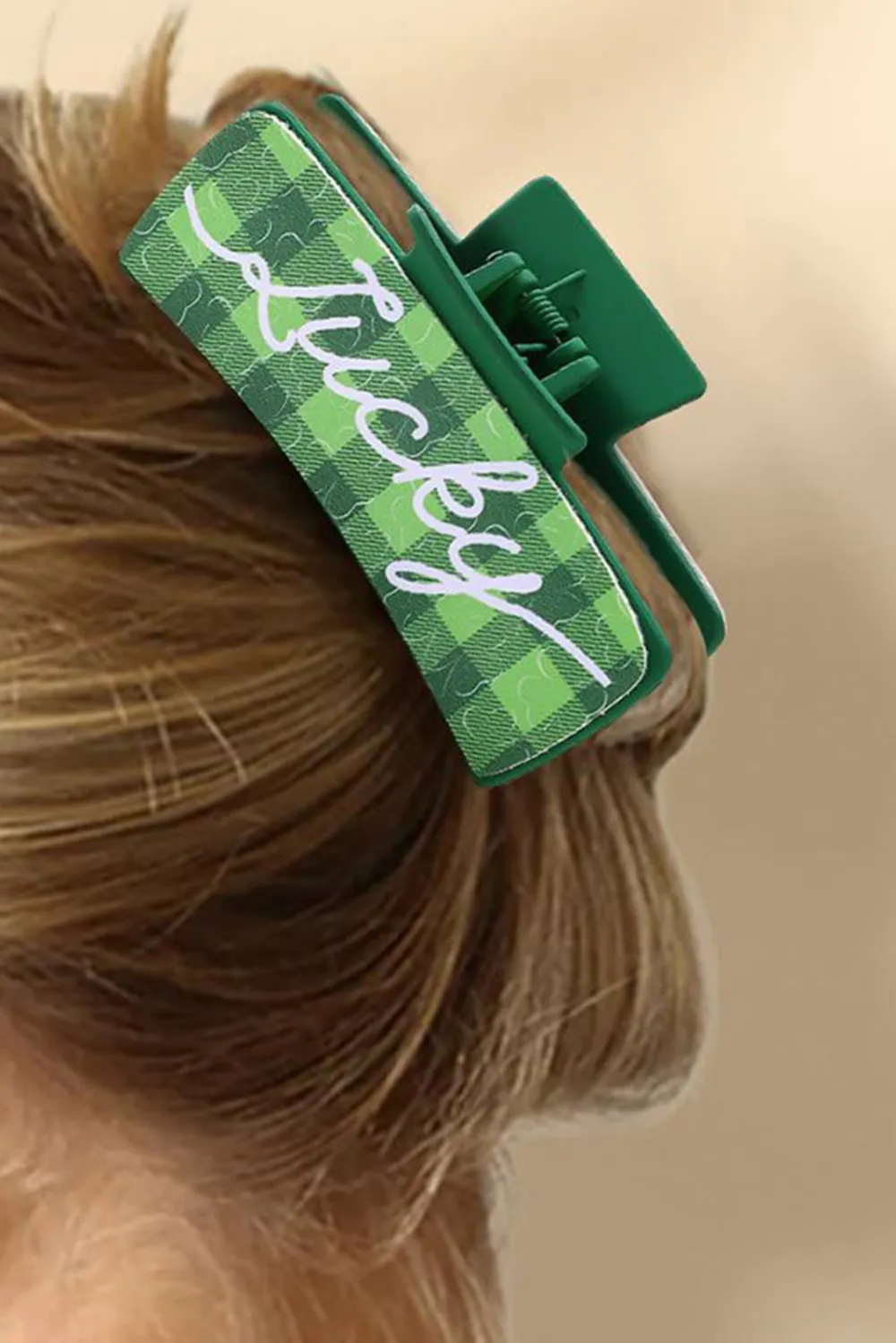 Lucky Plaid Hair Claw Clip