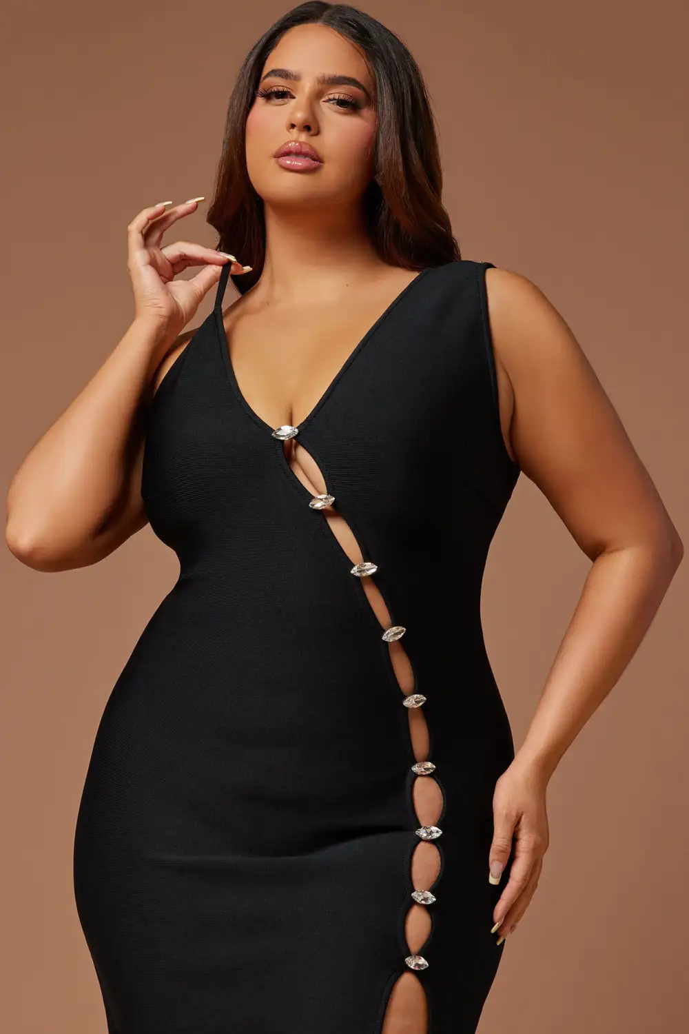 Elsa Bandage Midi Dress - Black