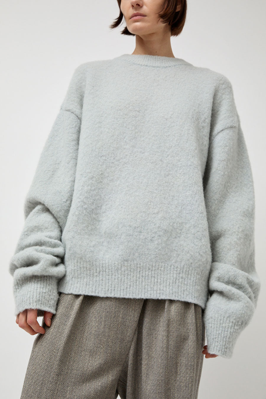 Amomento Fluffy Long Sleeve Pullover in Light Grey