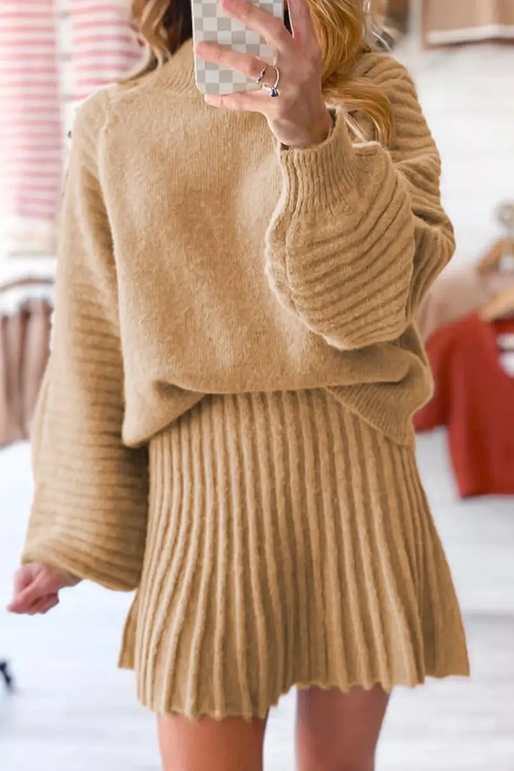 Long Sleeve Pleated Coordinated Set