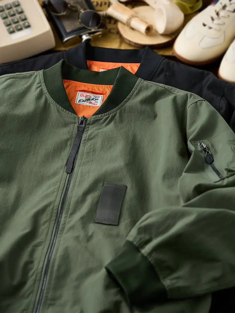 Men'S Zip Front Pocketed Bomber Jacket