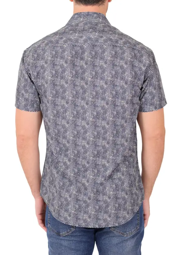 Abstract Short Sleeve Button Shirt