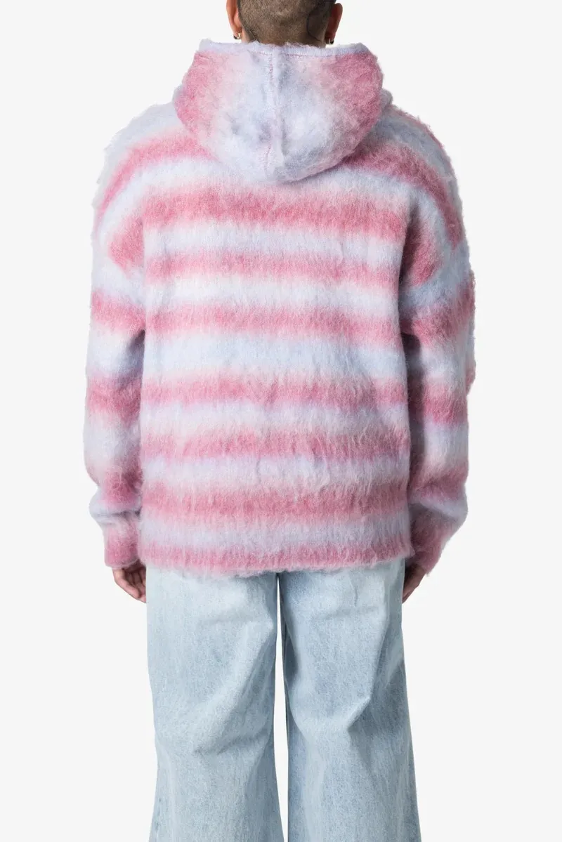 PINK AND BLUE TIE - DYE FUZZY HOODIE