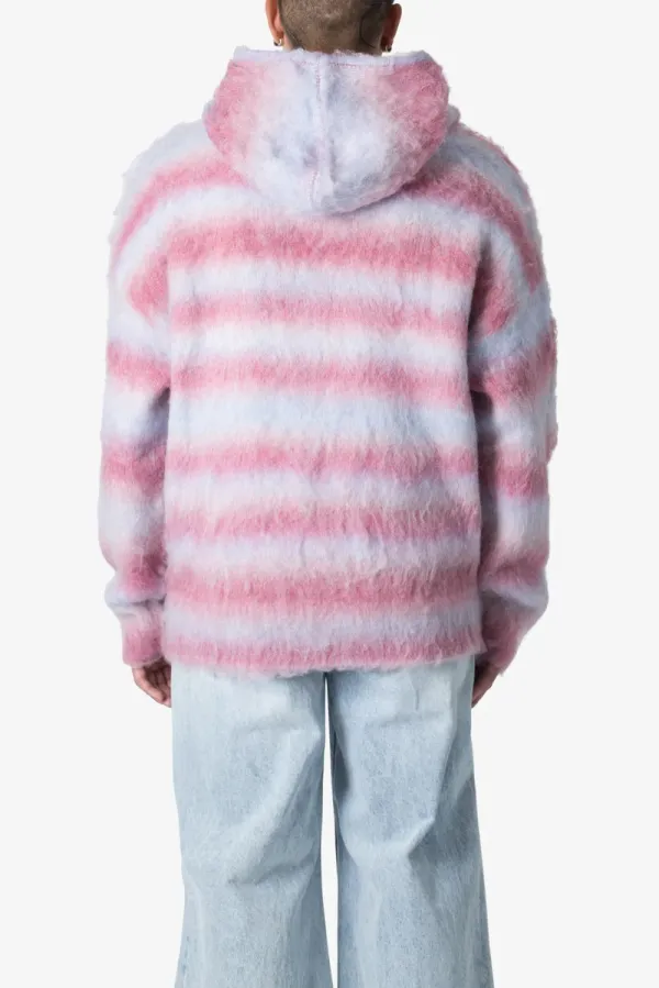 PINK AND BLUE TIE - DYE FUZZY HOODIE