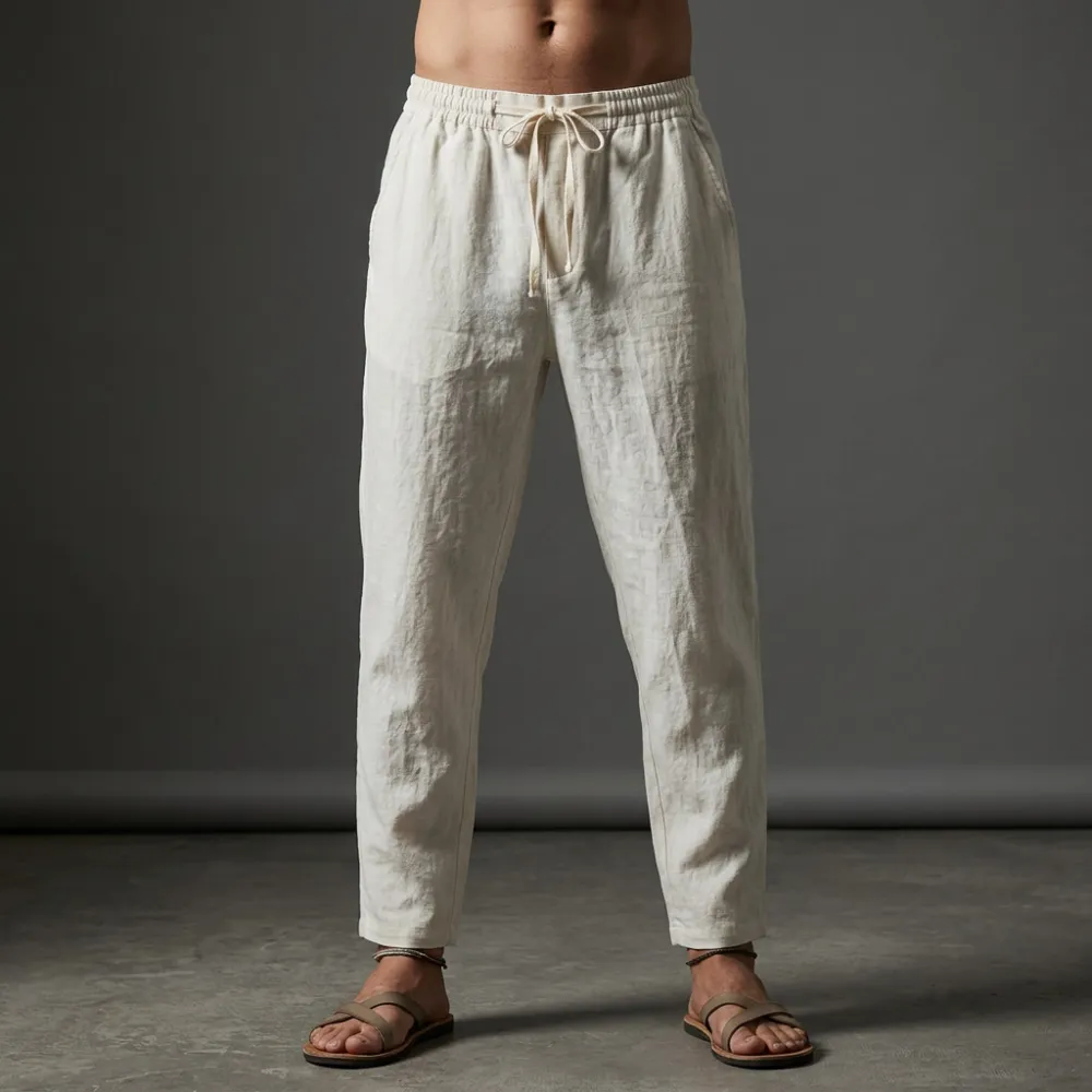 Men's Linen Blend Casual Trousers
