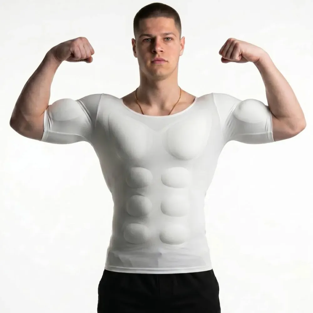 Padded muscle shirt for men with 3D padding