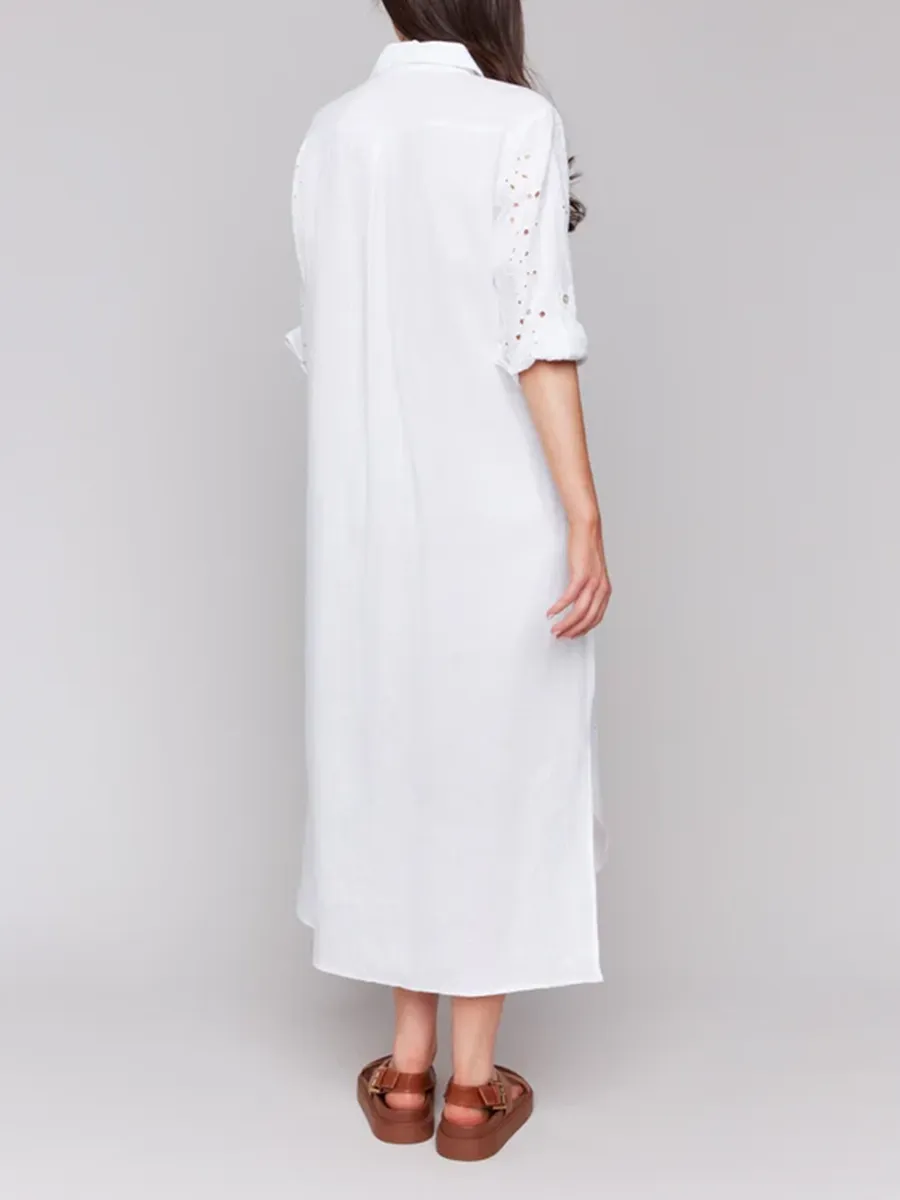Cotton And Linen Breathable Solid Color Basic Dress
