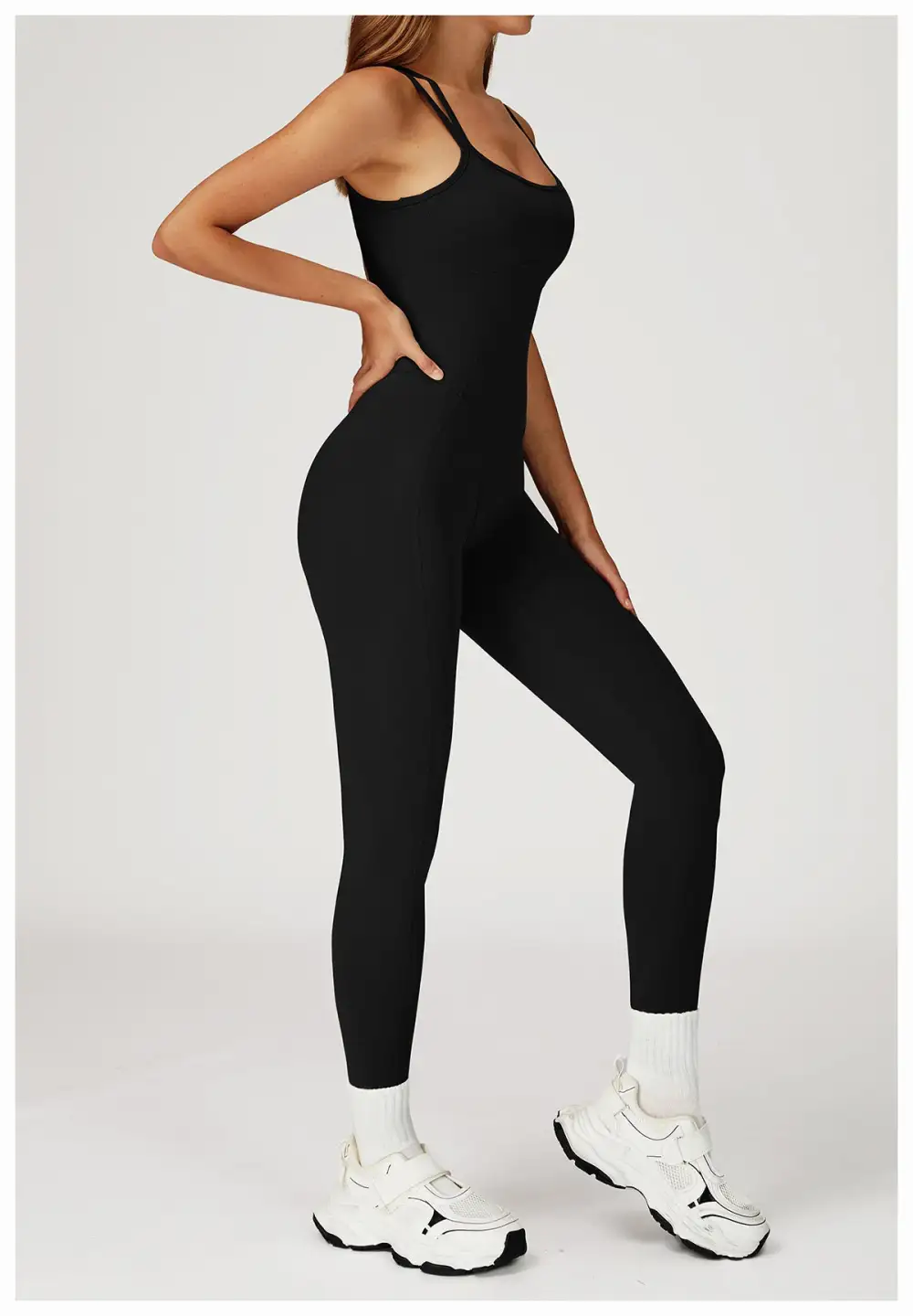 Gathered Flare Yoga Jumpsuit