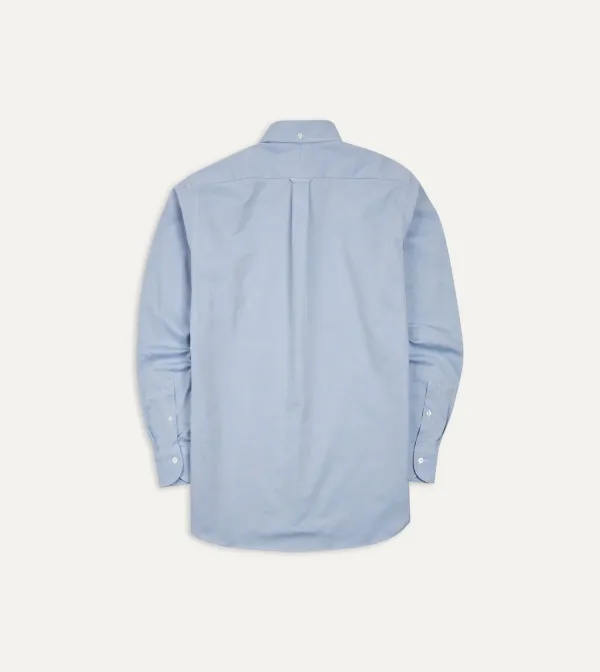 Lapel Plain Blue Pinpoint Oxford Cotton Cloth Button-Down Shirt