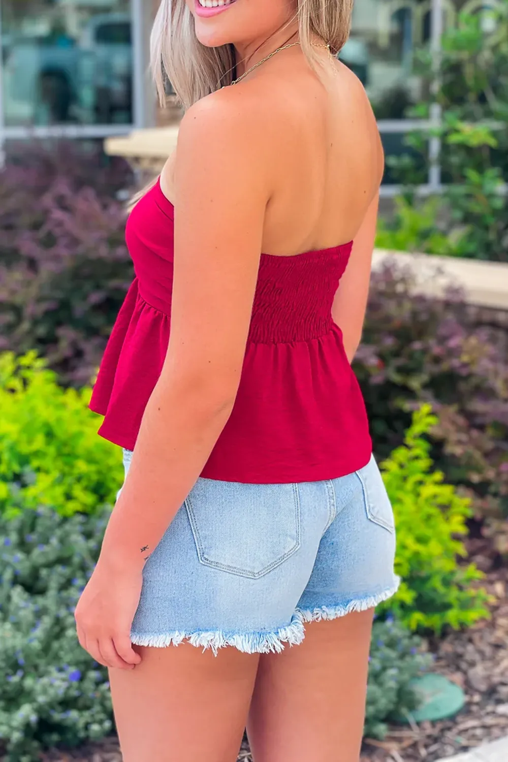 Holiday-Inspired Red Top With Unique Design