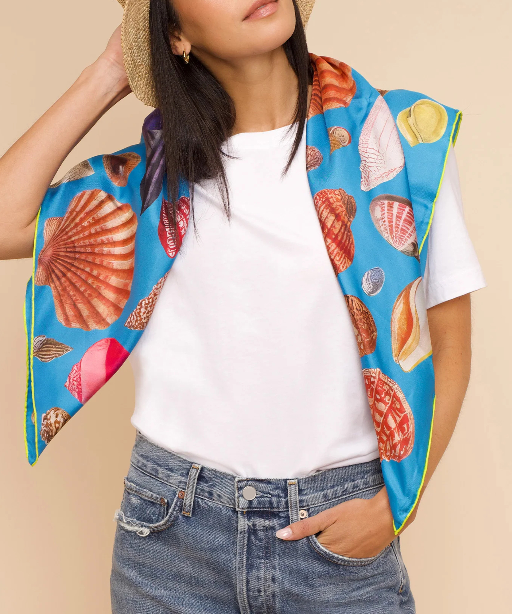 Sea Treasures Casual Style Silk Square Scarf