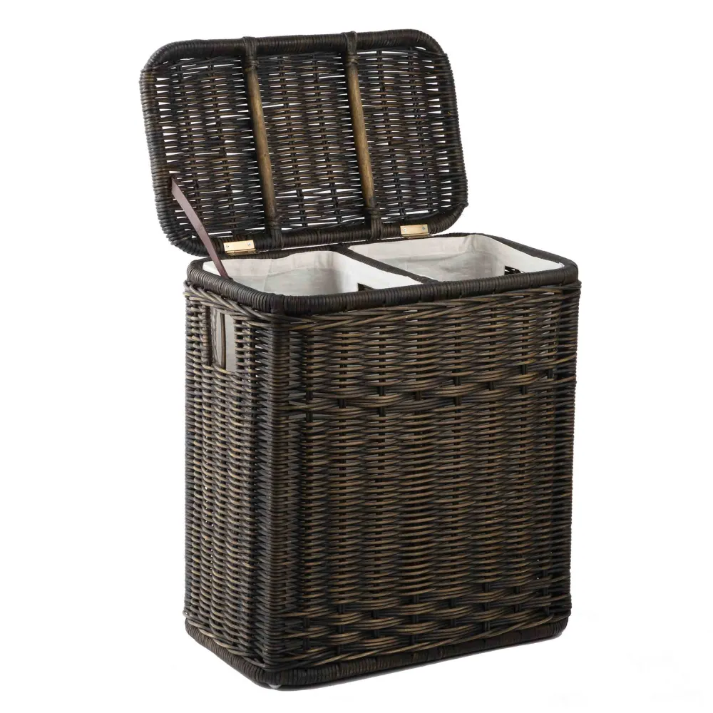 Compartment Wicker Laundry Hamper