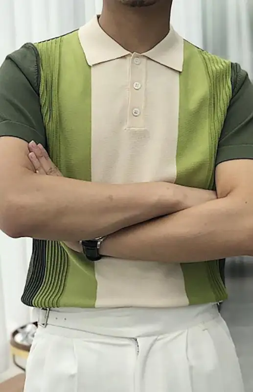 Slim Fit Lapel Collar Short Sleeve Shirt