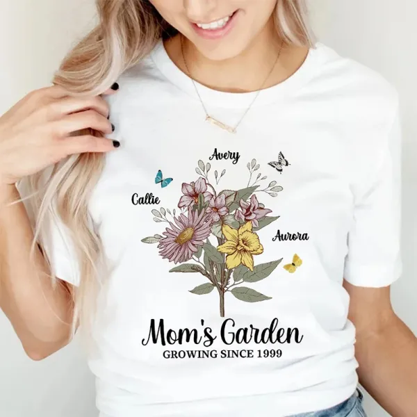 Personalized Grandma's Garden Vintage Birthday Flower T-shirt
