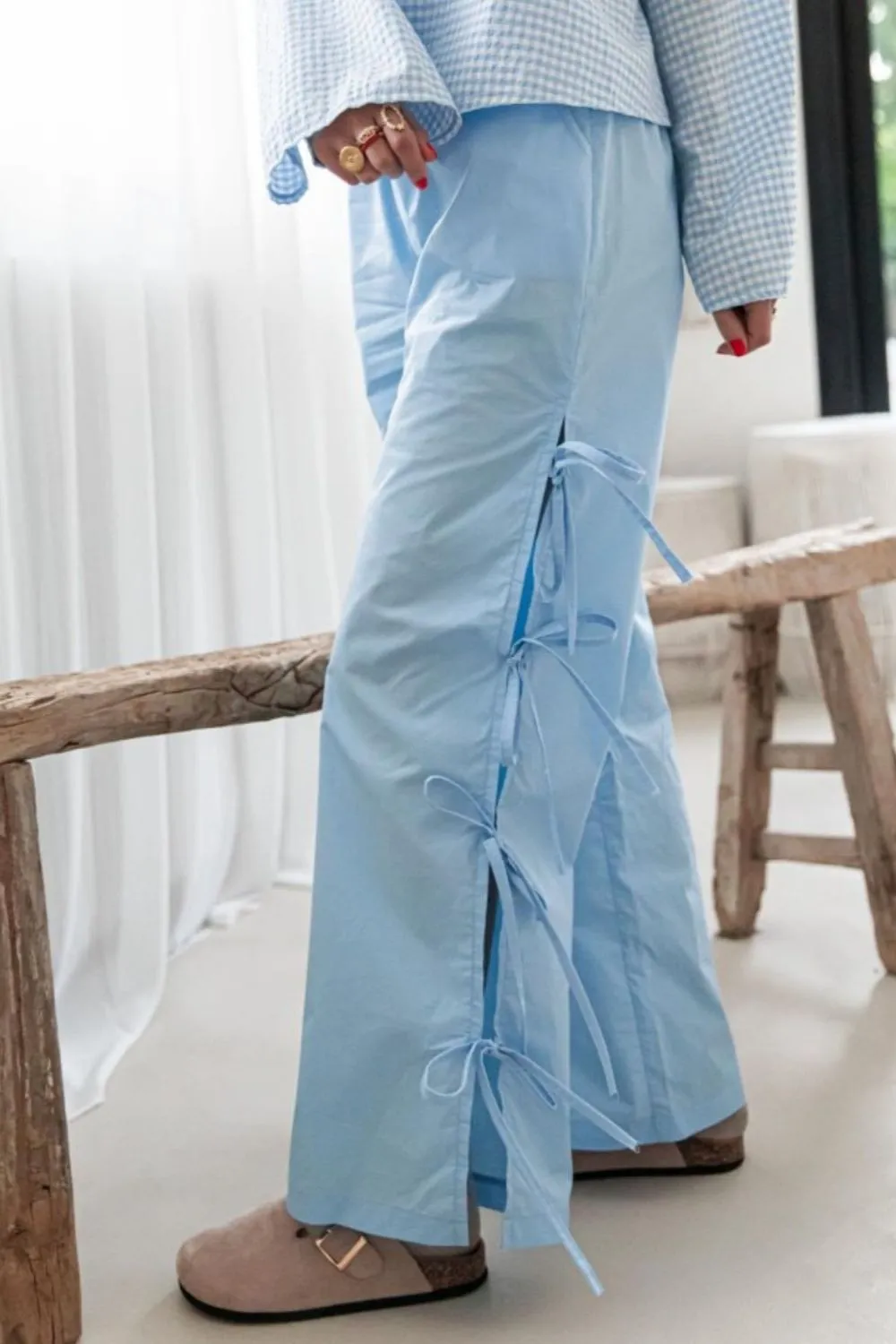 Side Tied Pants With Pocket