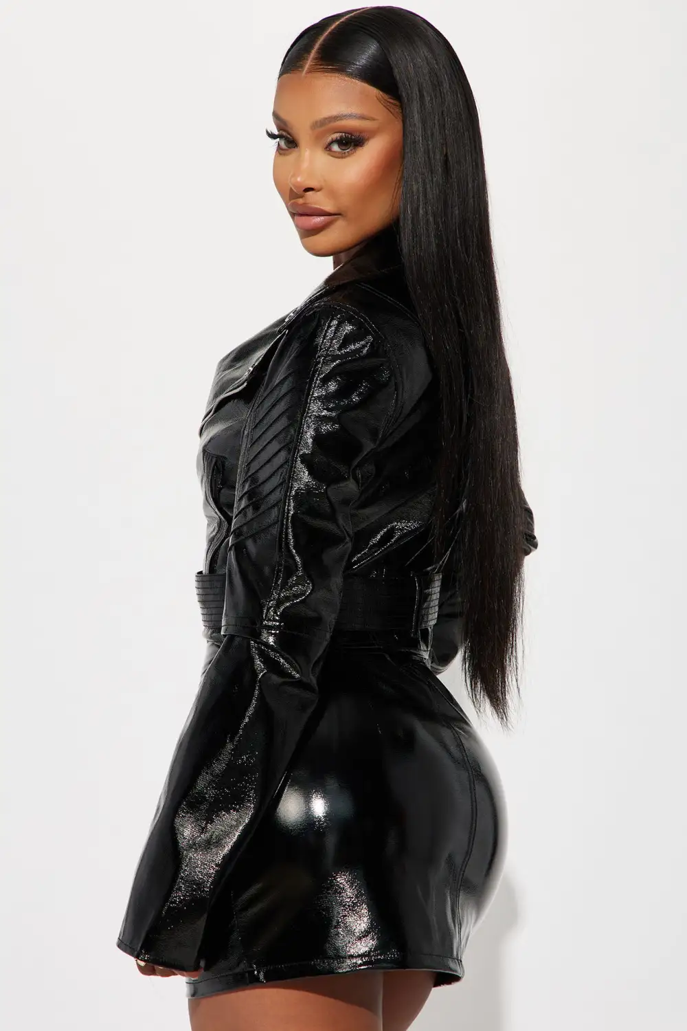 Mainstage Moment Faux Leather Skirt Set - Black